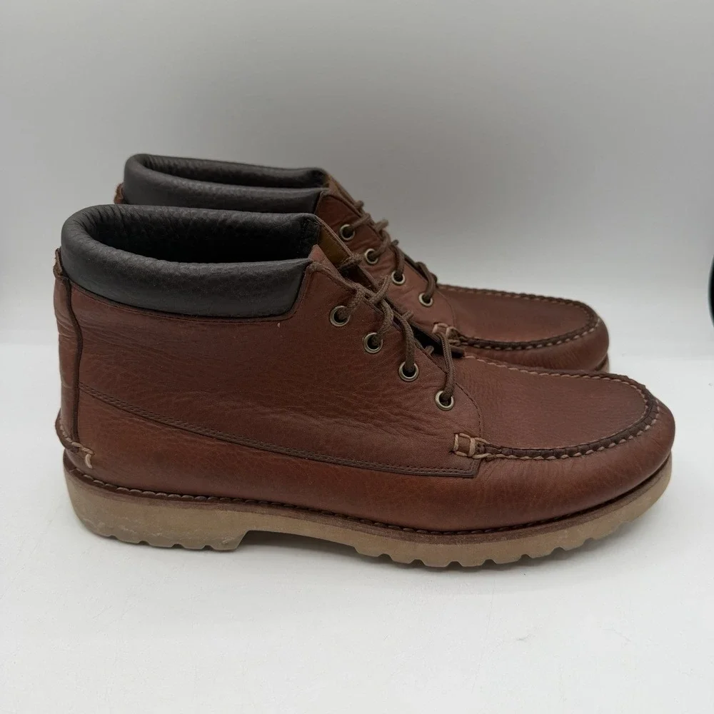 LL Bean Cruiser Signature Chukka Boots Mens 11 D Brown Leather‎ Lace Up Ankle